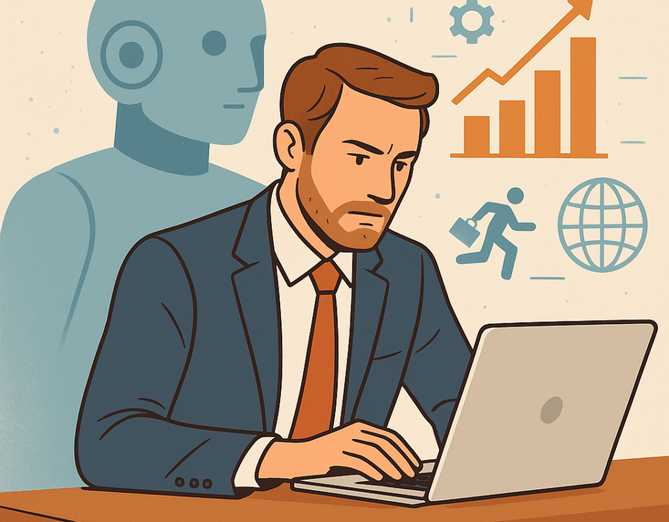 Homme d'affaires et robot collaboratif